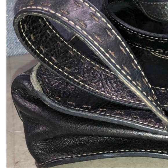 Vintage Fossil Black Leather Shoulder Double Handles HandBag Purse - Picture 7 of 8